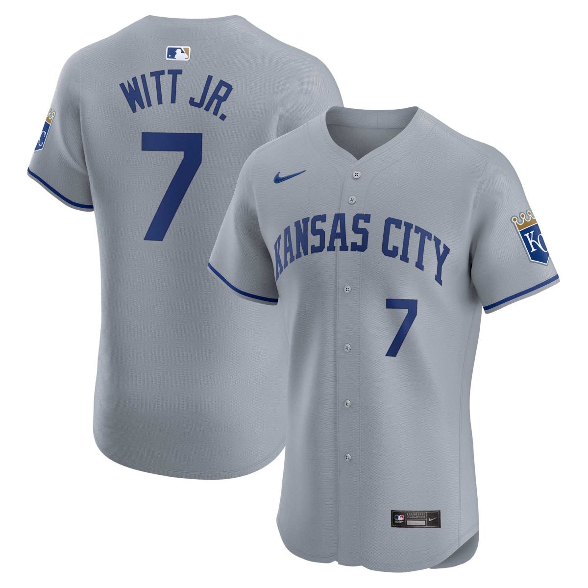 Kansas City Royals Store - mens kansas city royals bobby witt jr. nike gray road elite player jersey Collection | Royals Fan Essentials