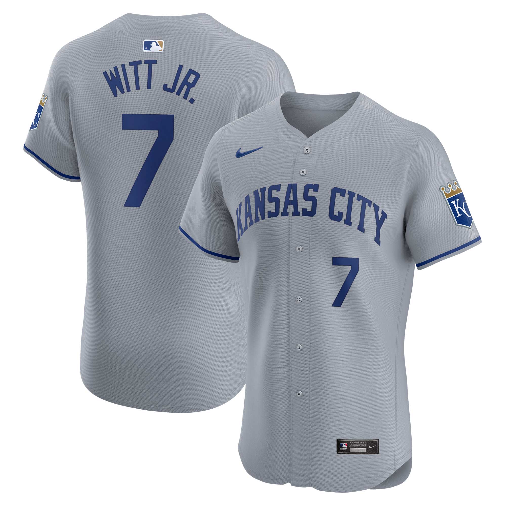Kansas City Royals Store - mens kansas city royals bobby witt jr. nike gray road elite player jersey Collection | Royals Fan Essentials
