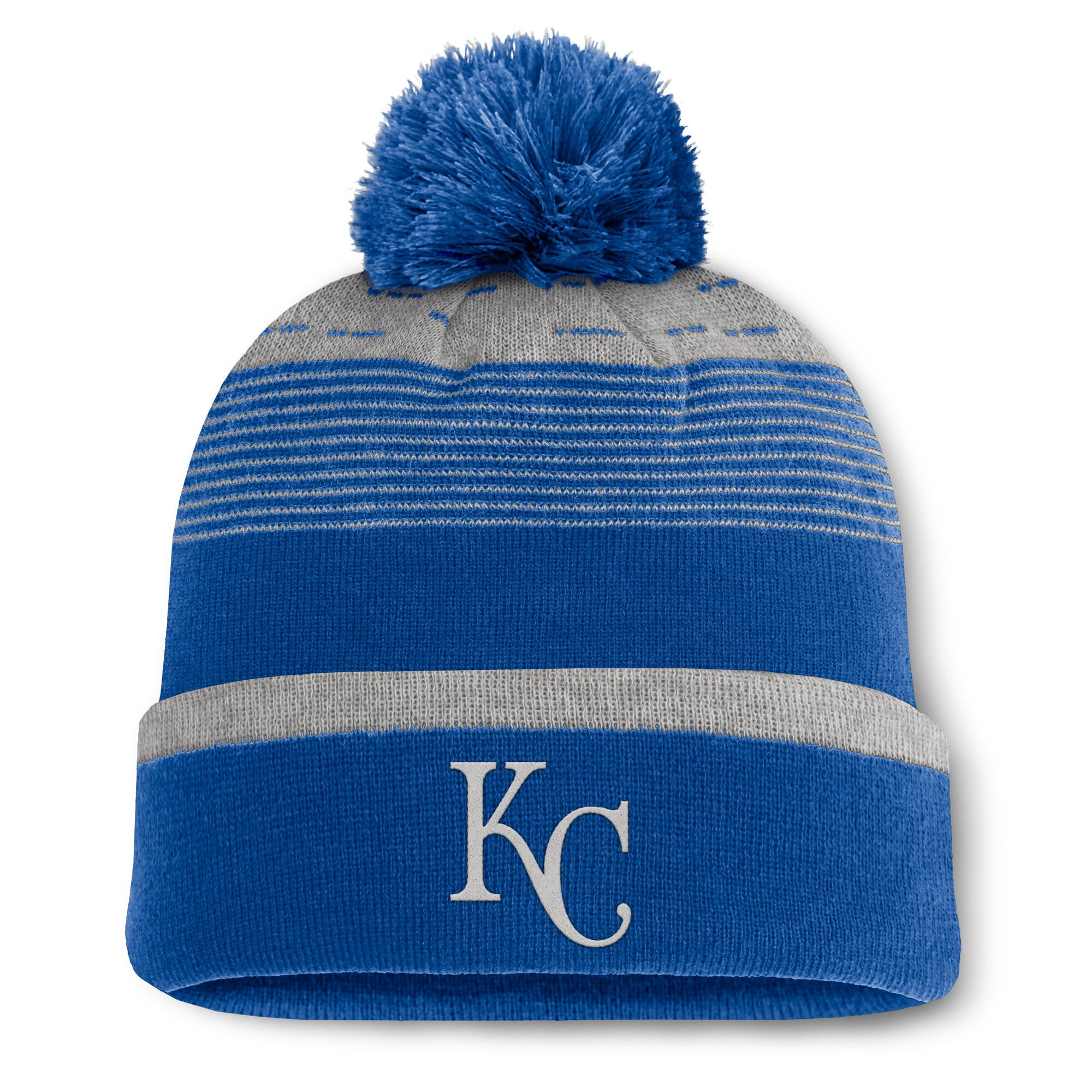 Kansas City Royals Store - mens kansas city royals fanatics royal fundamental gradient cuffed knit hat with pom Collection | Royals Fan Essentials