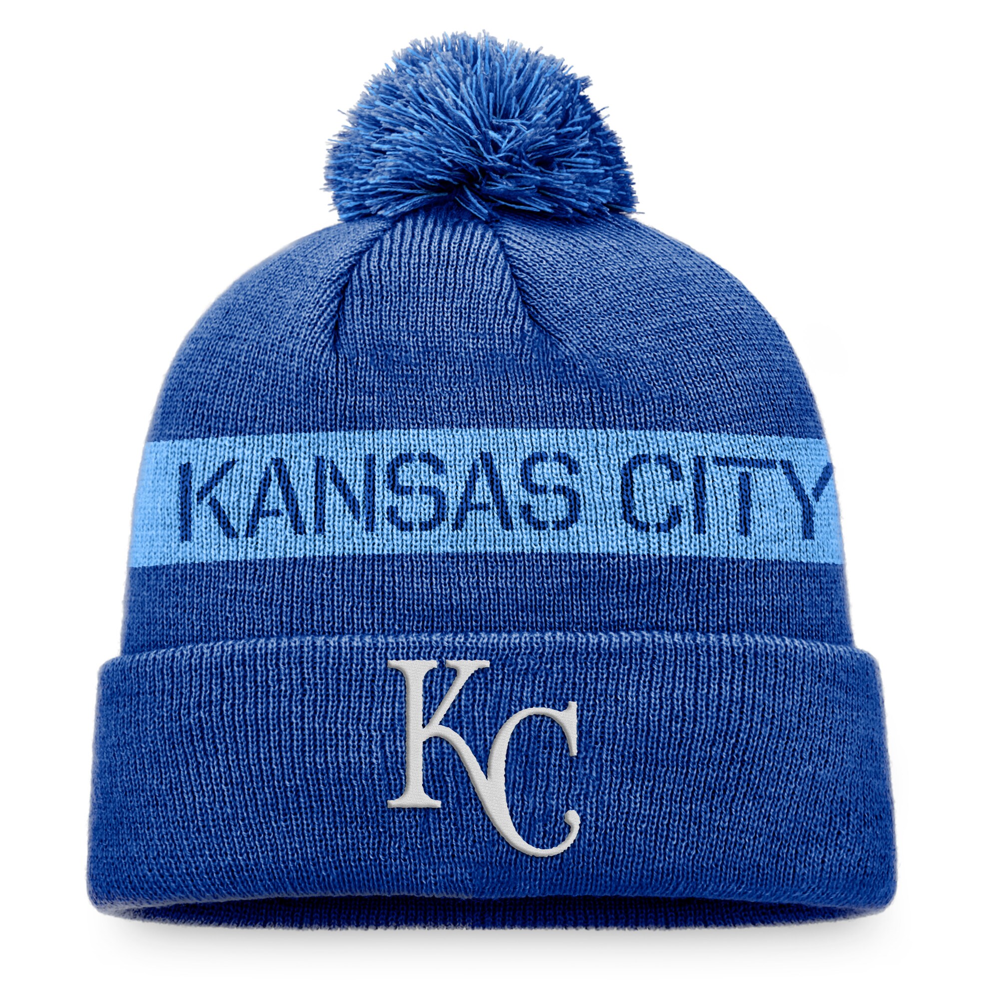 Kansas City Royals Store - mens kansas city royals fanatics royallight blue league logo cuffed knit hat with pom Collection | Royals Fan Essentials