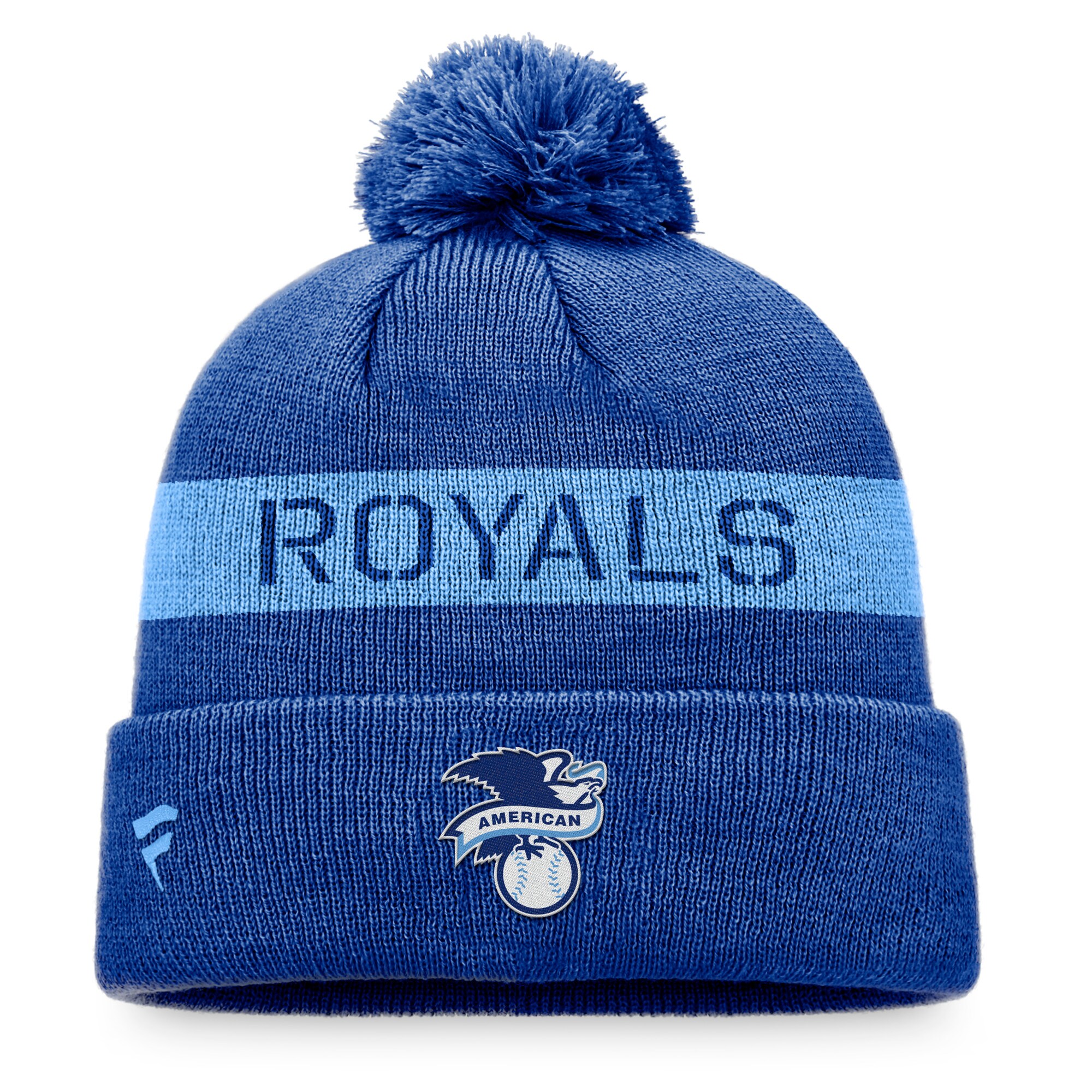 Kansas City Royals Store - mens kansas city royals fanatics royallight blue league logo cuffed knit hat with pom Collection | Royals Fan Essentials