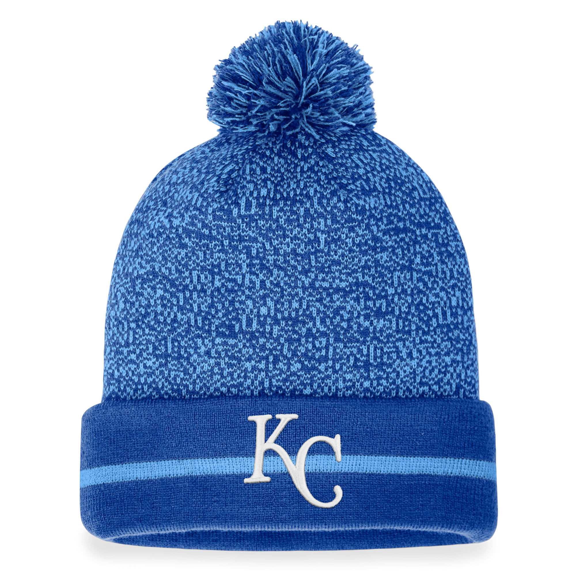 Kansas City Royals Store - mens kansas city royals fanatics royallight blue space-dye cuffed knit hat with pom Collection | Royals Fan Essentials