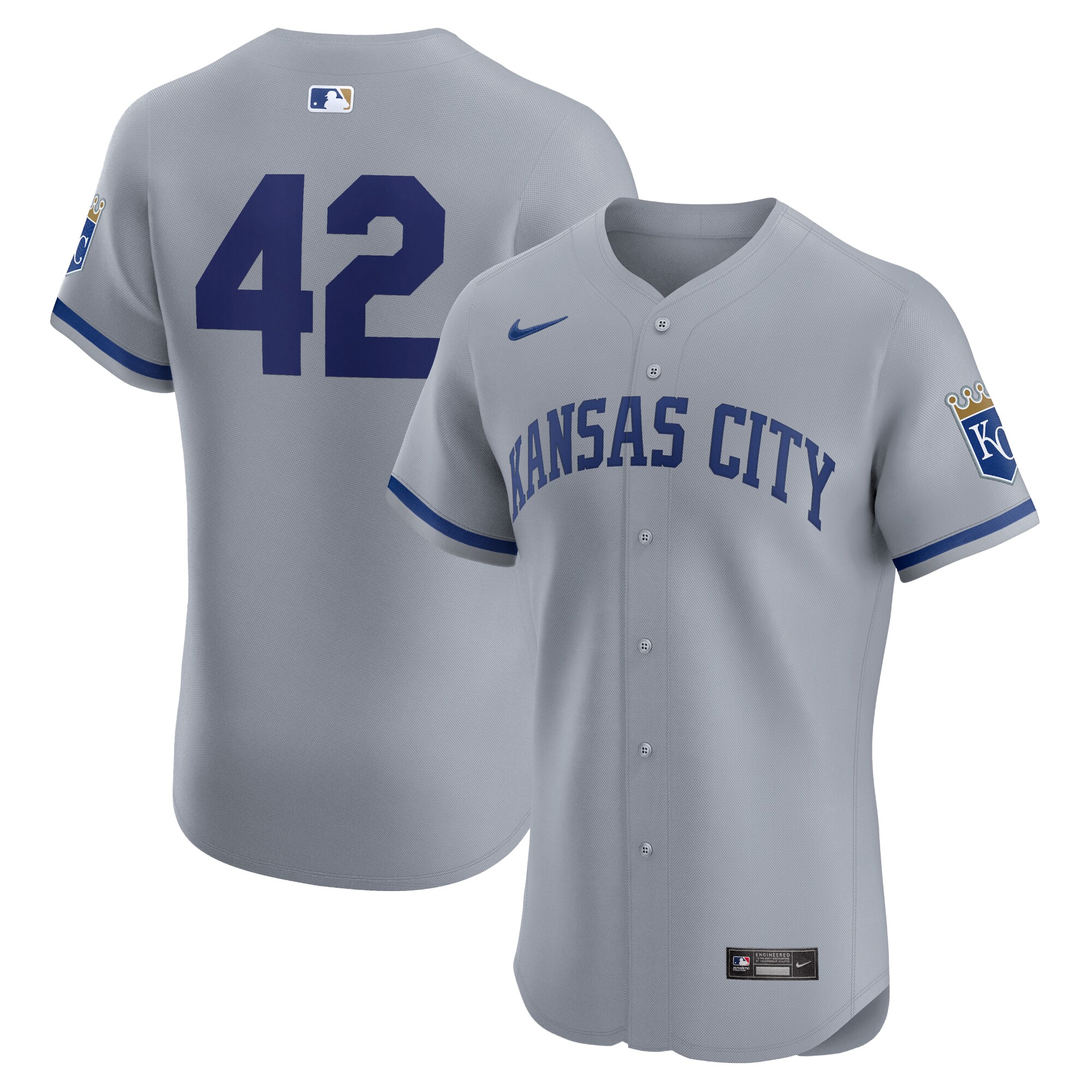 Kansas City Royals Store - mens kansas city royals nike gray road 2024 jackie robinson day elite jersey Collection | Royals Fan Essentials