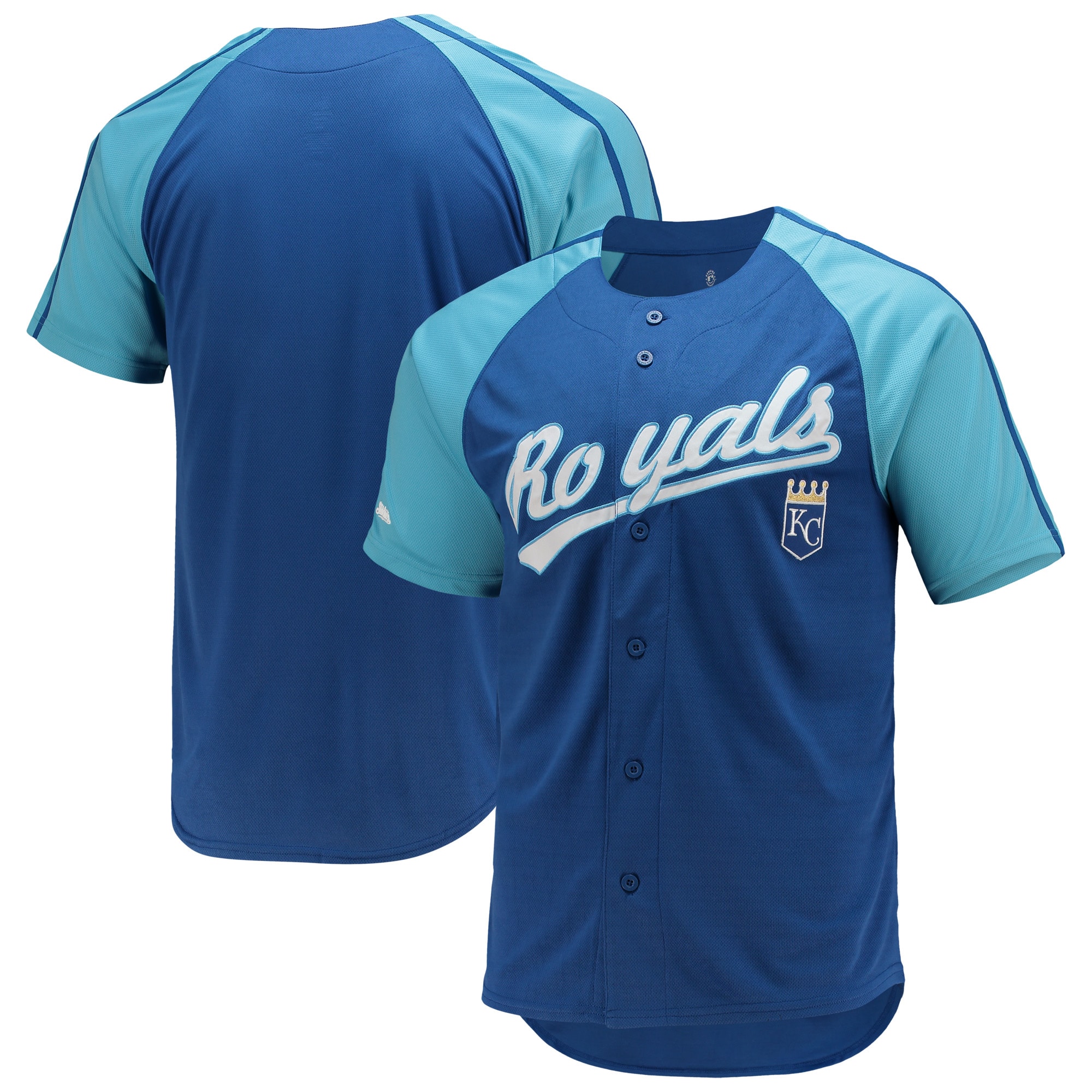 Kansas City Royals Store - mens kansas city royals stitches royal button-down raglan replica jersey Collection | Royals Fan Essentials
