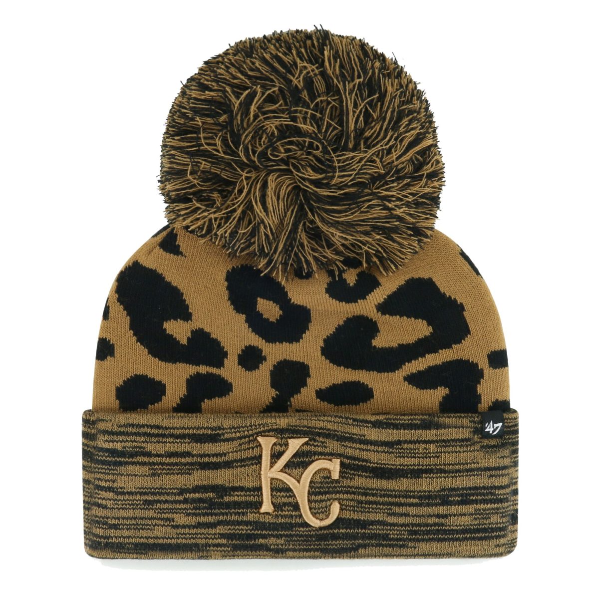 Kansas City Royals Store - womens kansas city royals 47 leopard rosette cuffed knit hat with pom Collection | Royals Fan Essentials
