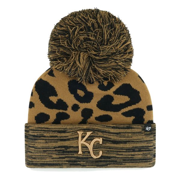 Kansas City Royals Store - womens kansas city royals 47 leopard rosette cuffed knit hat with pom Collection | Royals Fan Essentials