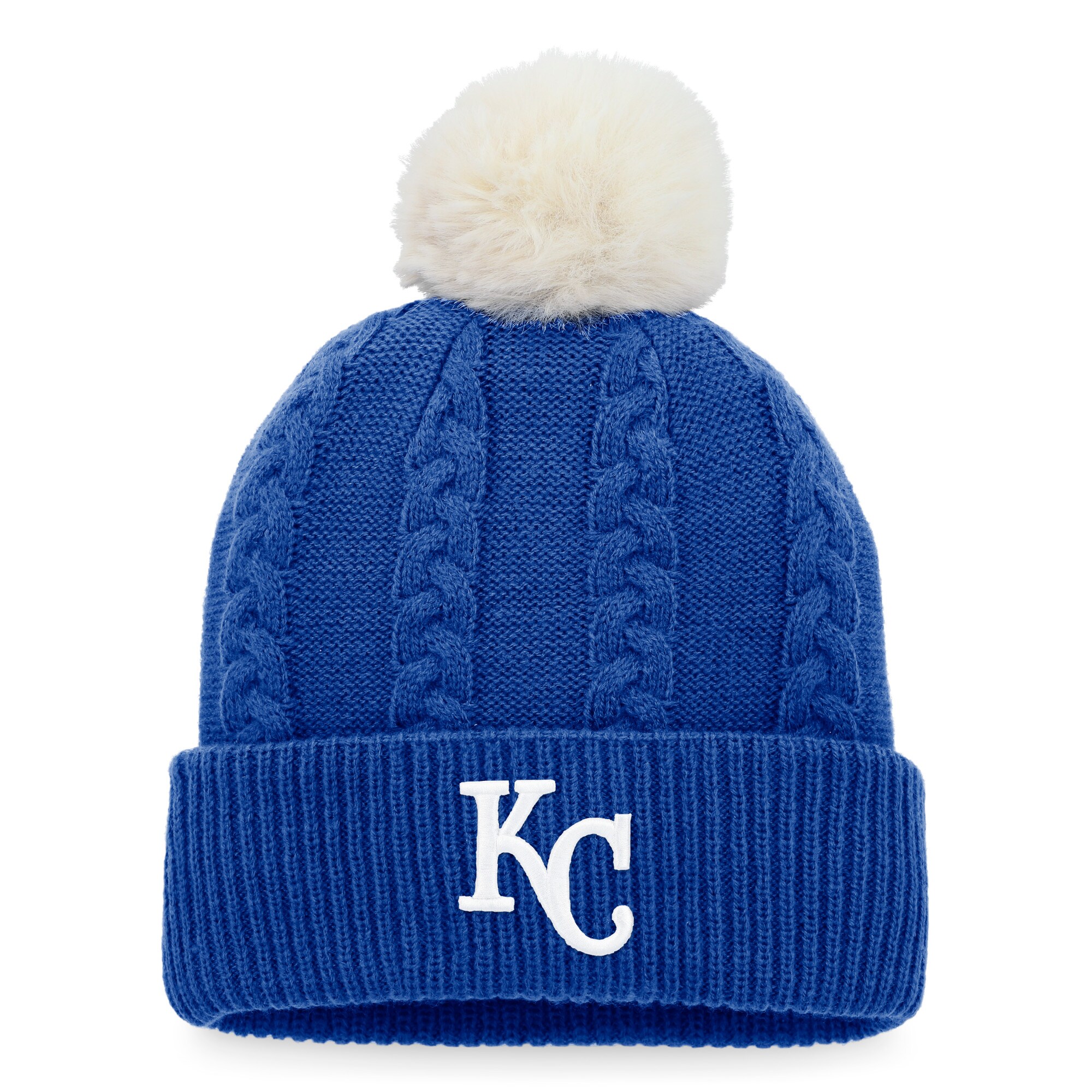 Kansas City Royals Store - womens kansas city royals fanatics royal cable cuffed knit hat with pom Collection | Royals Fan Essentials
